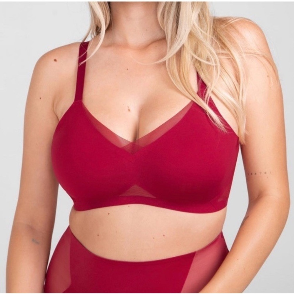 HoneyLove Liftwear Crossover Bra Size 3X 44DD-E-F Ruby Red EUC